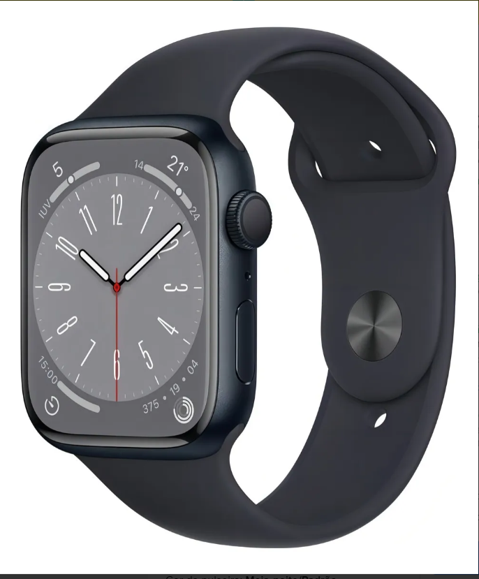 Apple Watch Series 8 GPS - Caixa meia-noite de alumínio 45 mm - Pulseira esportiva meia-noite - Padrão
