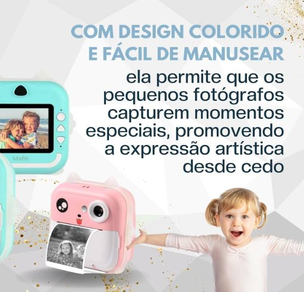 Câmera De Impressão Instantânea Para Crianças Com Impressora