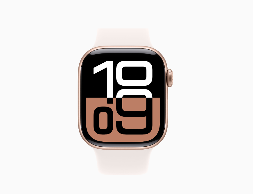 Apple Watch Series 10 GPS • Caixa cor de ouro rosa de alumínio – 42 mm • Pulseira esportiva blush-clara – P/M